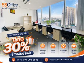 Khuyến mại dịp 30/4 tại 5SOffice: Tặng 1 tháng thuê hoặc Giảm 30% trong 3 tháng đầu
