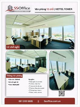 Phòng làm việc riêng R5 cho 10–12 người view 2 mặt thành phố tại tòa Viettel, phường Hòa Hưng