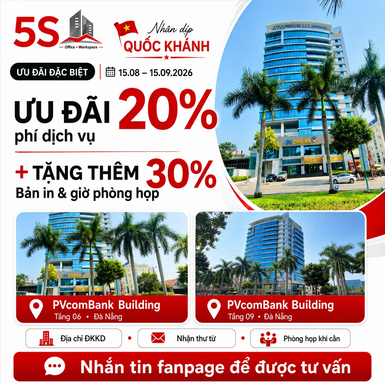 Chương trình ưu đãi Quốc khánh 2026 tại 5SOffice Đà Nẵng